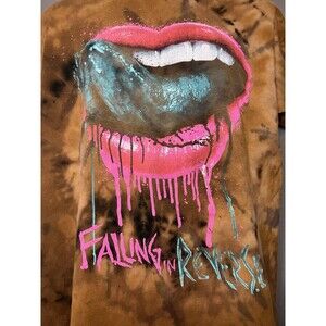Falling In Reverse Shirt Mens Large Brown Tie Dye Lips Graphic Band Tee Music
